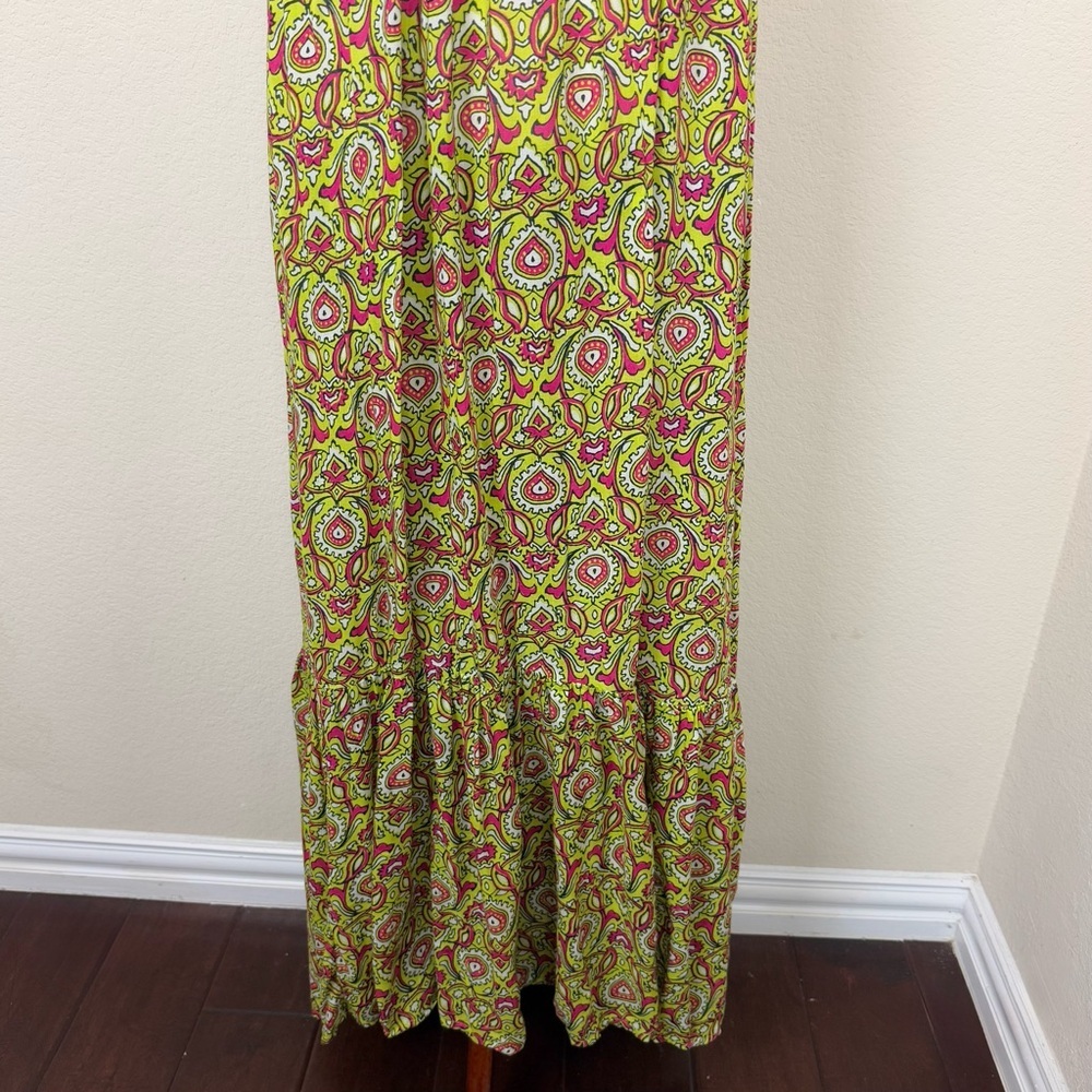 By Anthropologie‎ Flounced Maxi Lounge Dress in Citron Size Medium - Picture 6 of 14